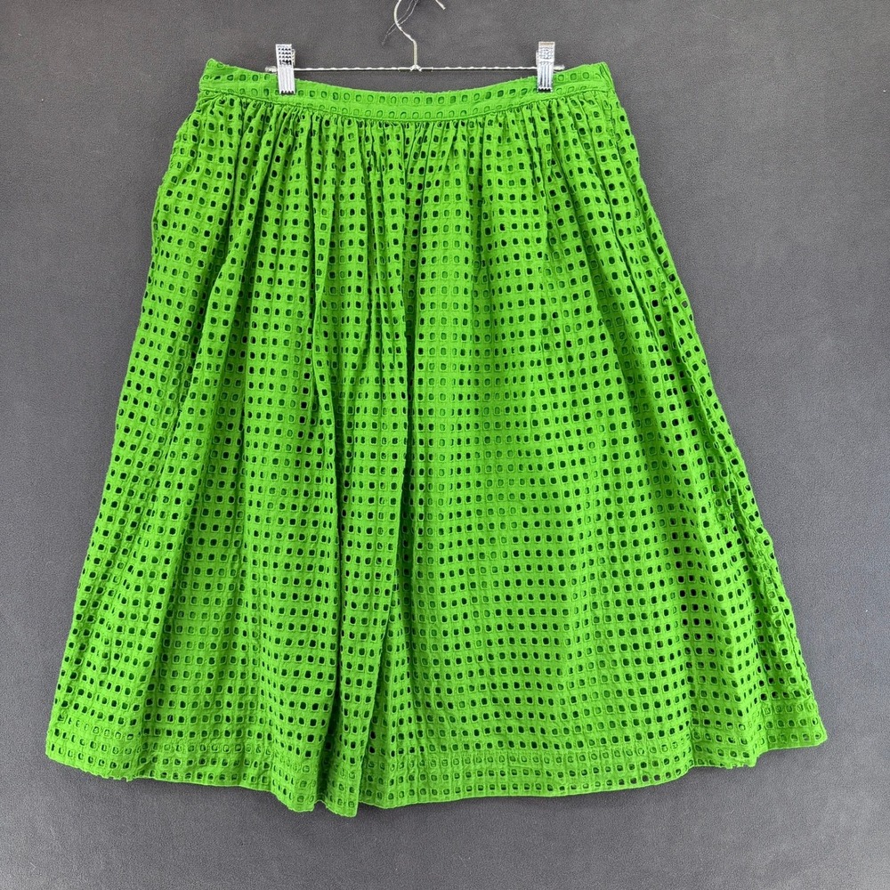 Kate Spade New York Target Green Eyelet Midi Skirt XL Cotton Smocked Waist